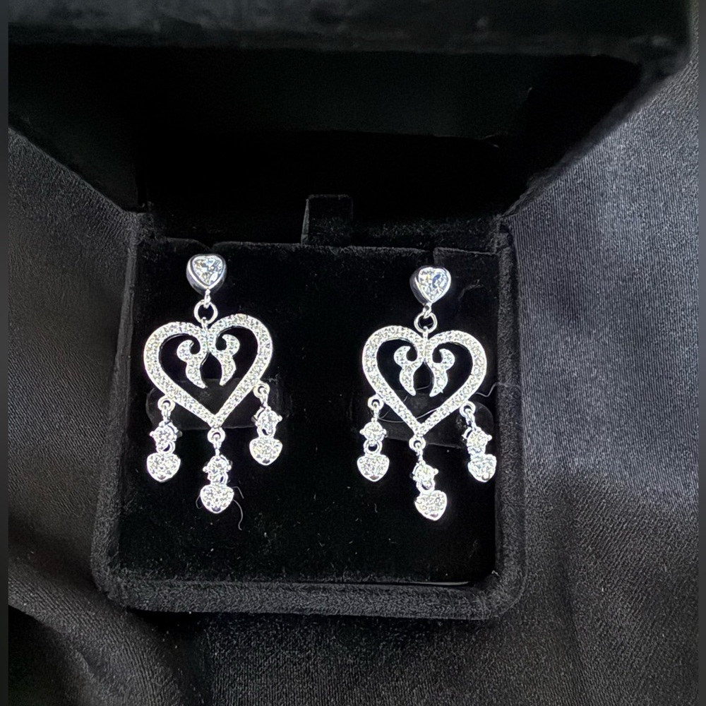 Elegant Heart 3.60ct White Sapphire Chandelier Dangles
